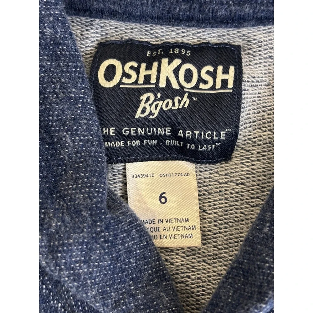 OshKosh Bgosh Boys Blue Heather Shawl‎ Collar Button Cardigan Sweater Size 6